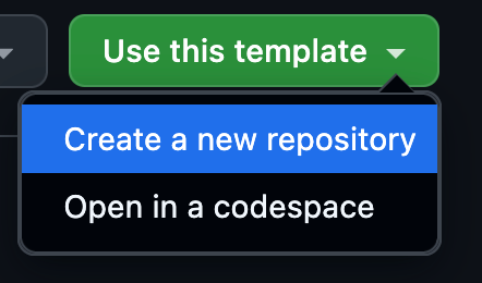Use this template dropdown with 'Create a new repository' highlighted